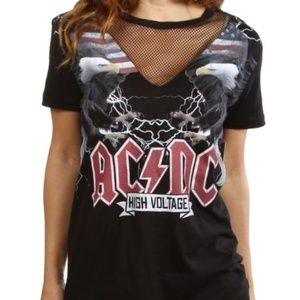 ACDC Junior Ladies Black Short Sleeve Top